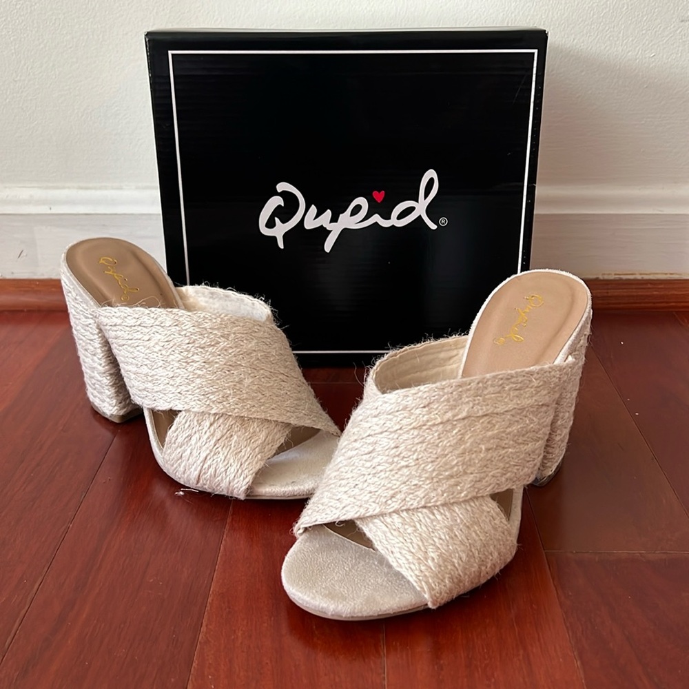 Raffia block heel sandals